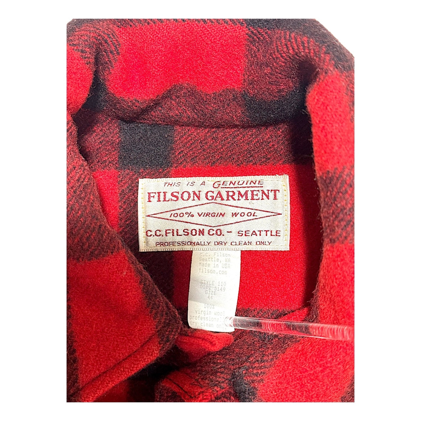 🔴 Filson Mackinaw Wool Cruiser Jacket - Red/Black Plaid 44