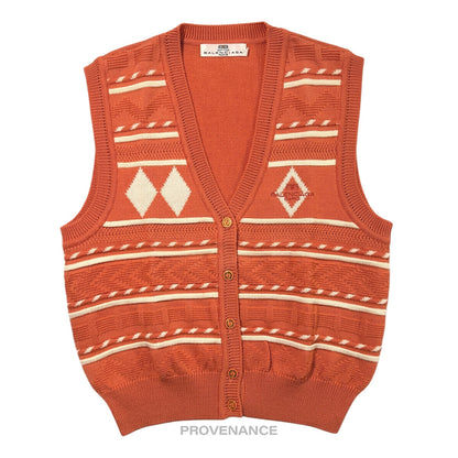 🔴 Balenciaga BB Logo Wool Sweater Vest - Orange/White L