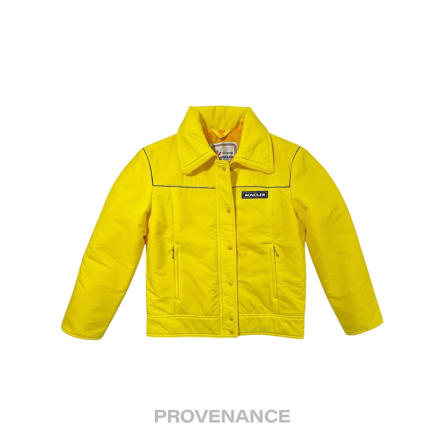 🔴 Moncler Logo Light Ski Jacket Coat - Yellow L Hood
