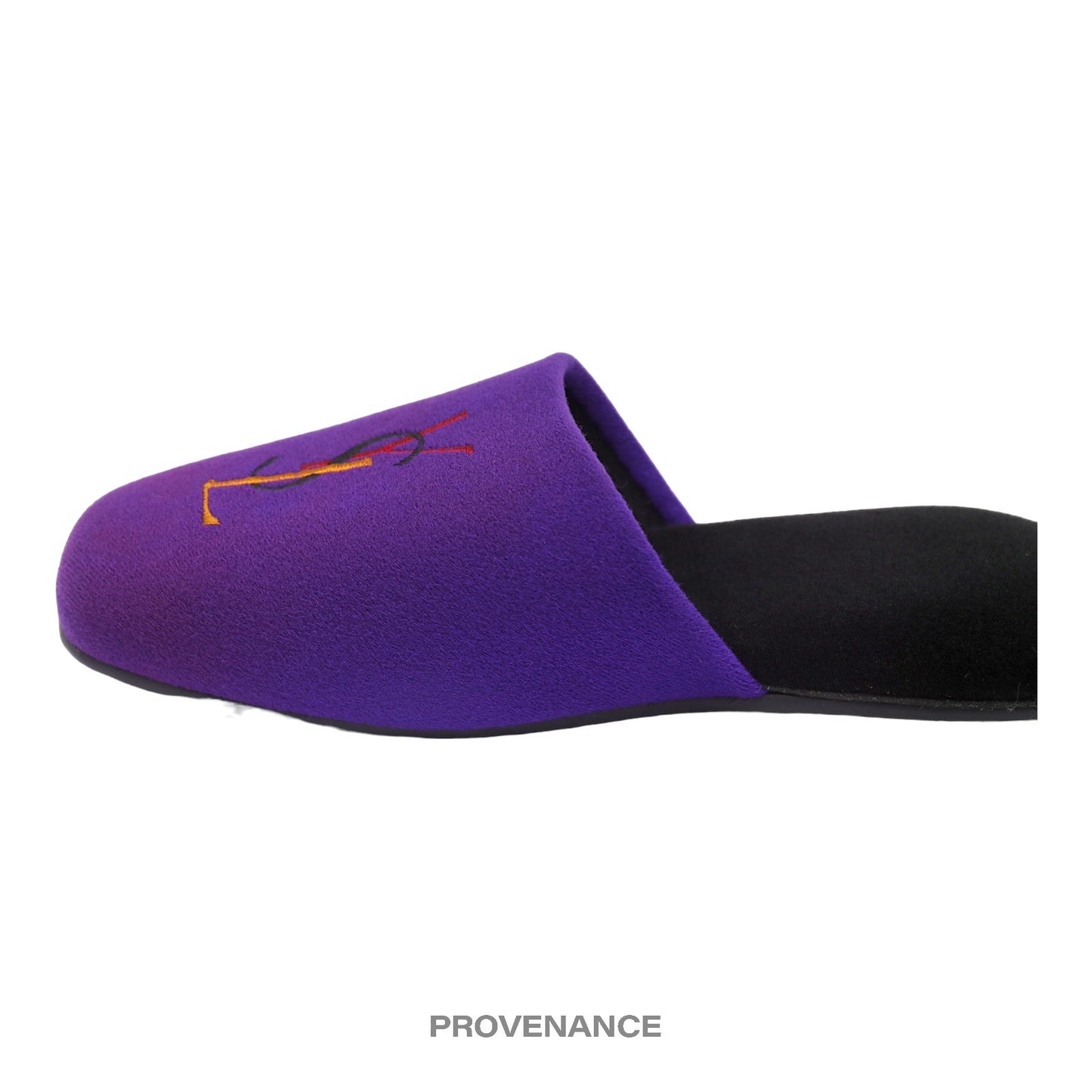 🔴 Yves Saint Laurent YSL Logo Slipper - Purple Velour