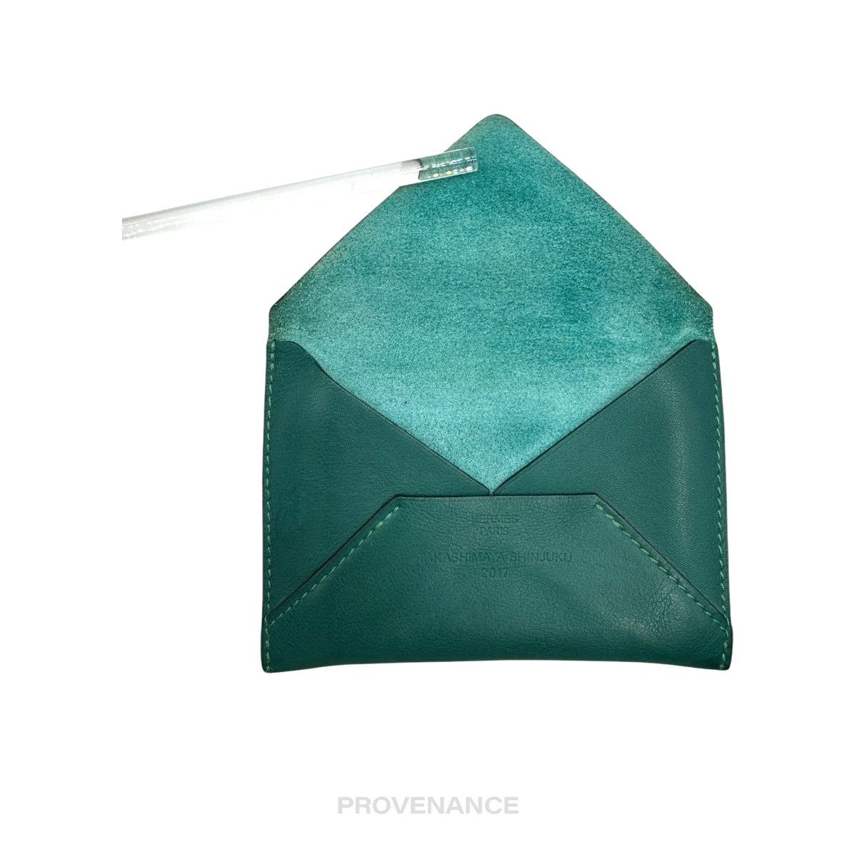 🔴 Hermes Envelope PM Card Case - Teal Swift Leather