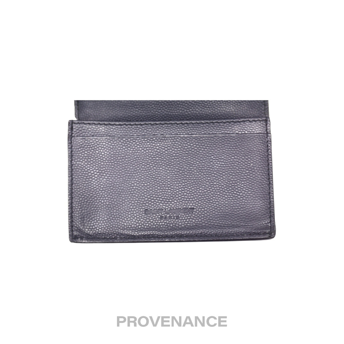 🔴 Saint Laurent Paris SLP Pocket Card Wallet - Navy Leather