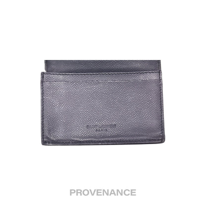 🔴 Saint Laurent Paris SLP Pocket Card Wallet - Navy Leather