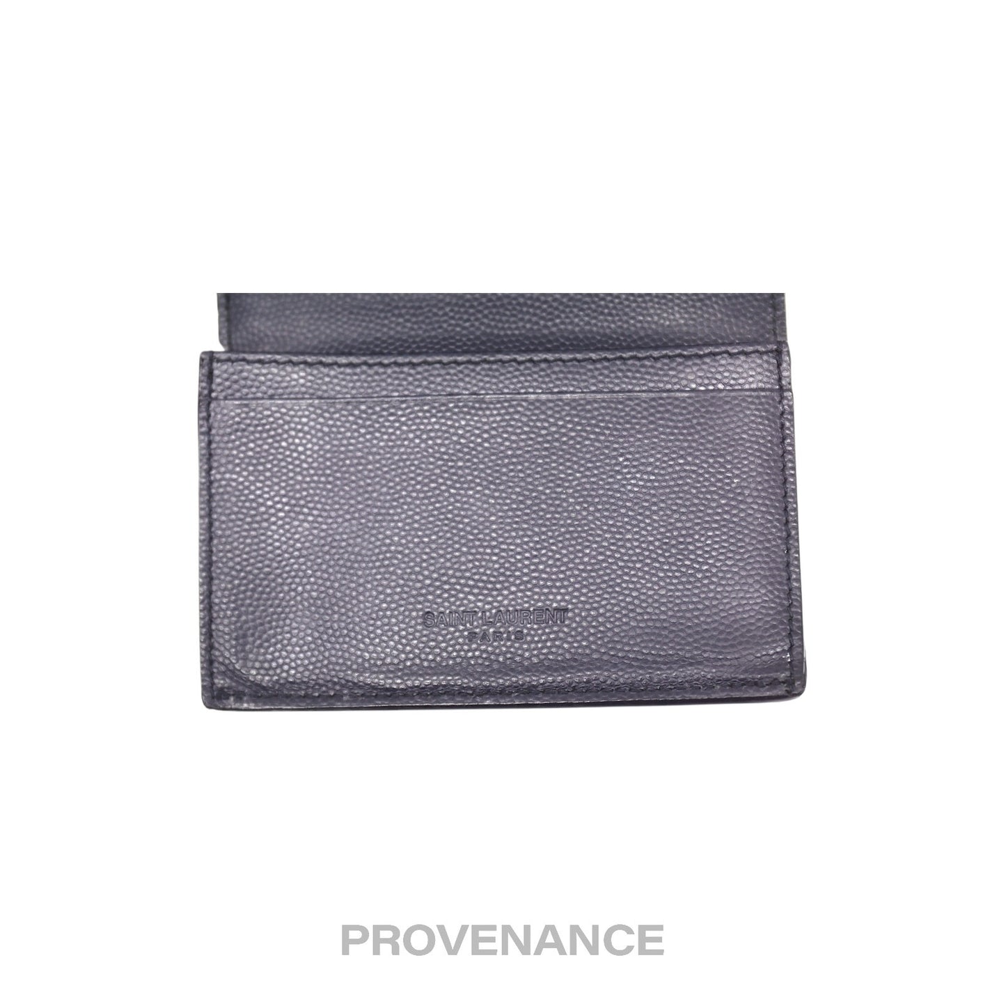 🔴 Saint Laurent Paris SLP Pocket Card Wallet - Navy Leather