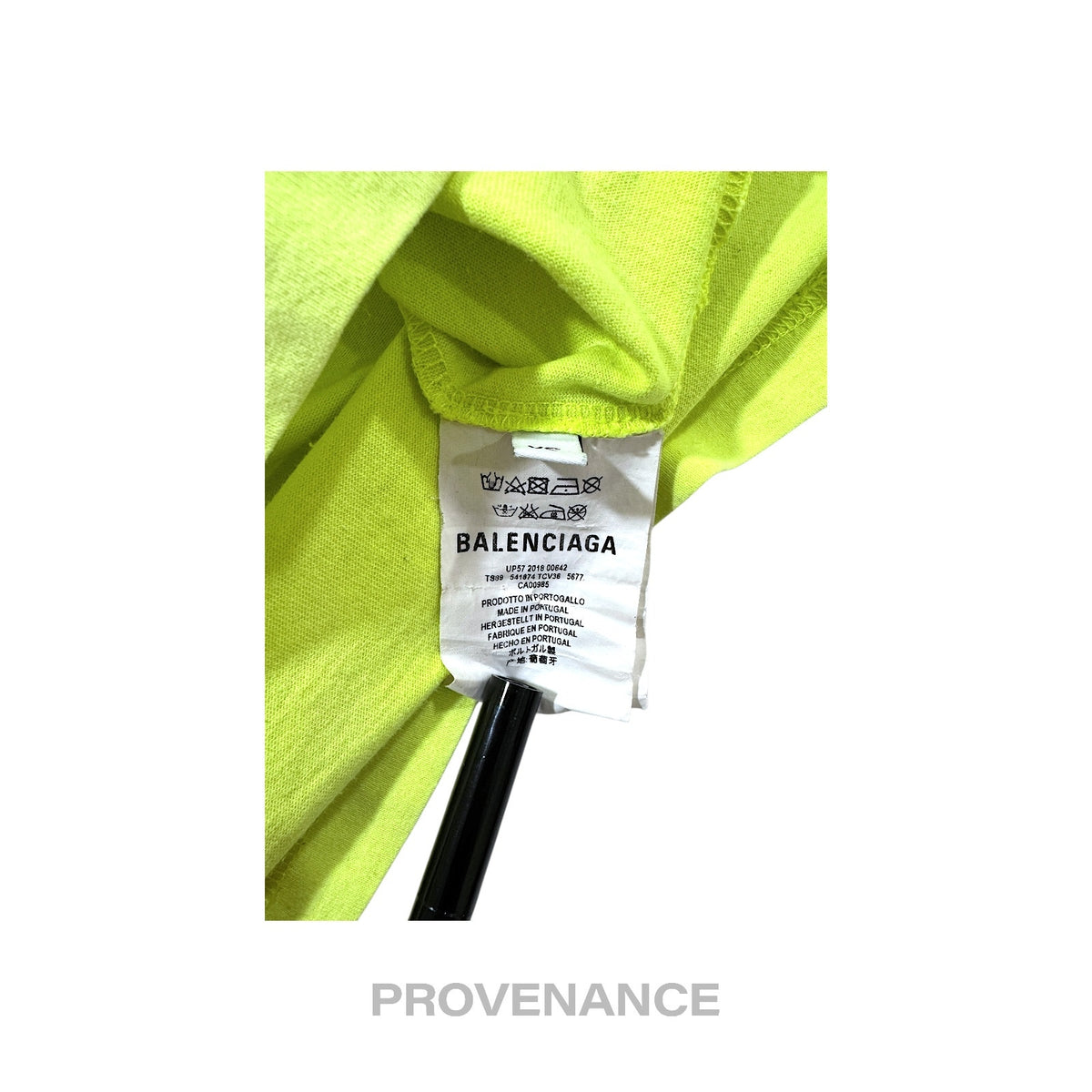 🔴 Balenciaga WFP Logo T-Shirt - Neon Yellow Blue XS