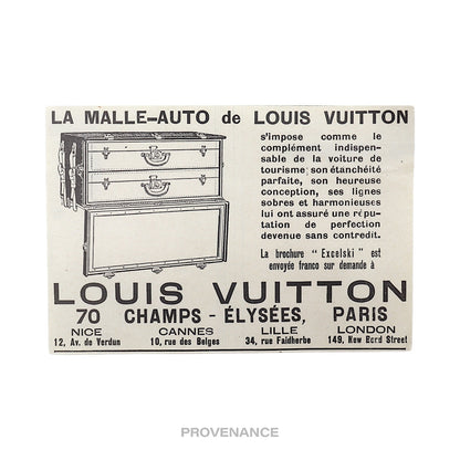 🔴 Louis Vuitton Antique Newsprint Ad - MALLE-AUTO Birch