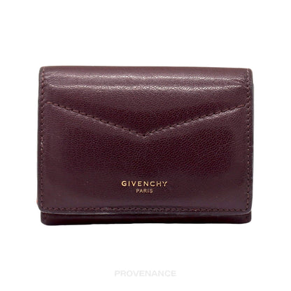 🔴 Givenchy Two Tone Trifold Wallet - Burgundy Leather