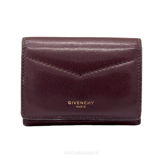 🔴 Givenchy Two Tone Trifold Wallet - Burgundy Leather