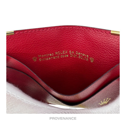🔴 Rolex Card Holder Wallet - Red Leather