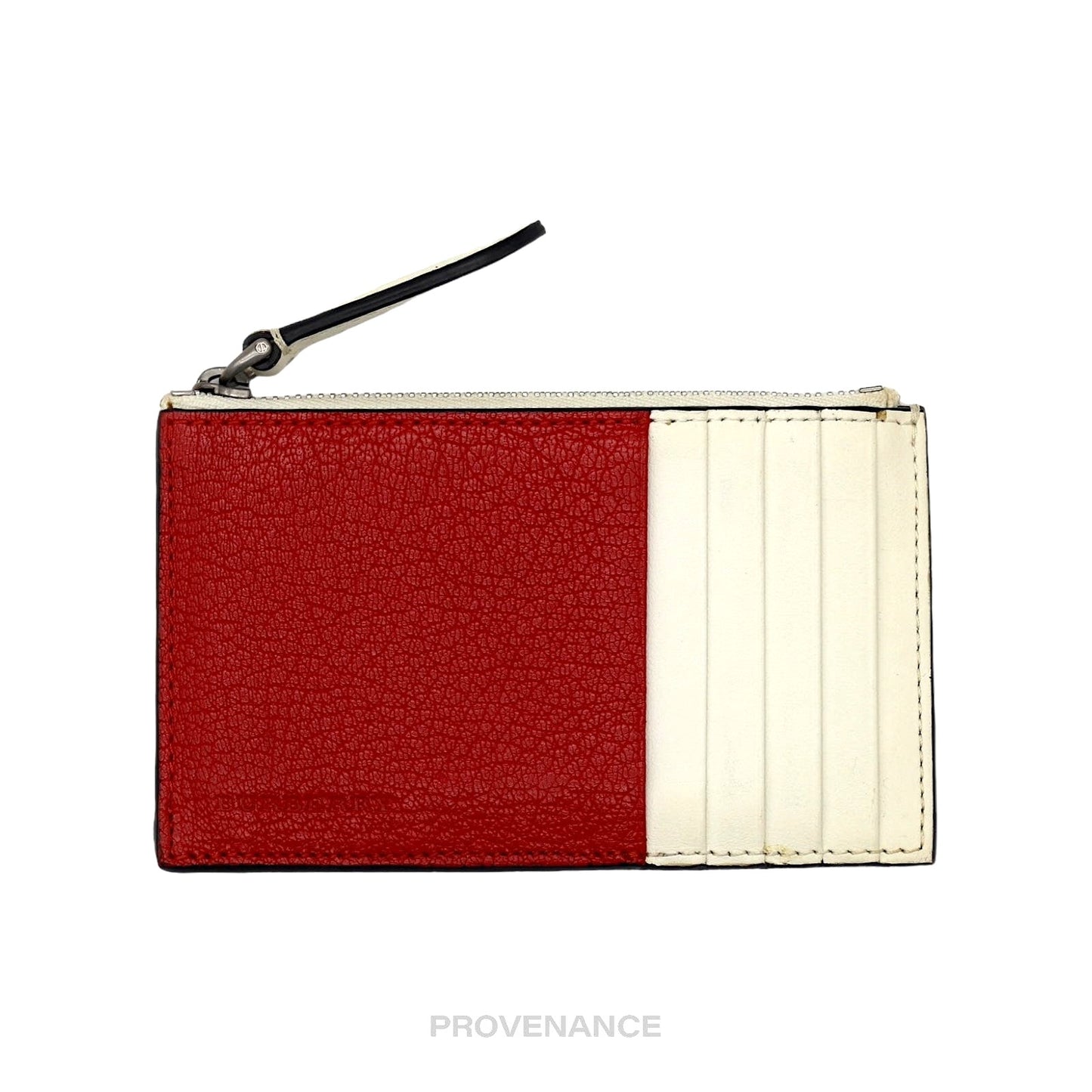 🔴 Burberry Two Tone Zip Card Wallet - Red/White