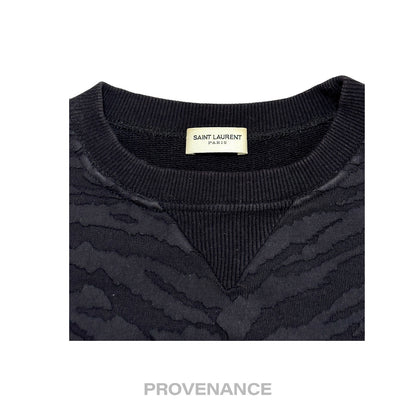 🔴  Saint Laurent Paris SLP Crewneck- Black Tiger Stripe