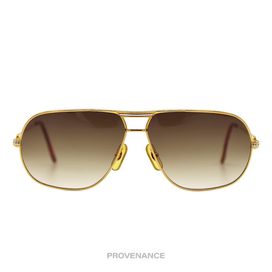 🔴 Cartier Tank Louis Vintage Sunglasses - Gold Brown 62 GM
