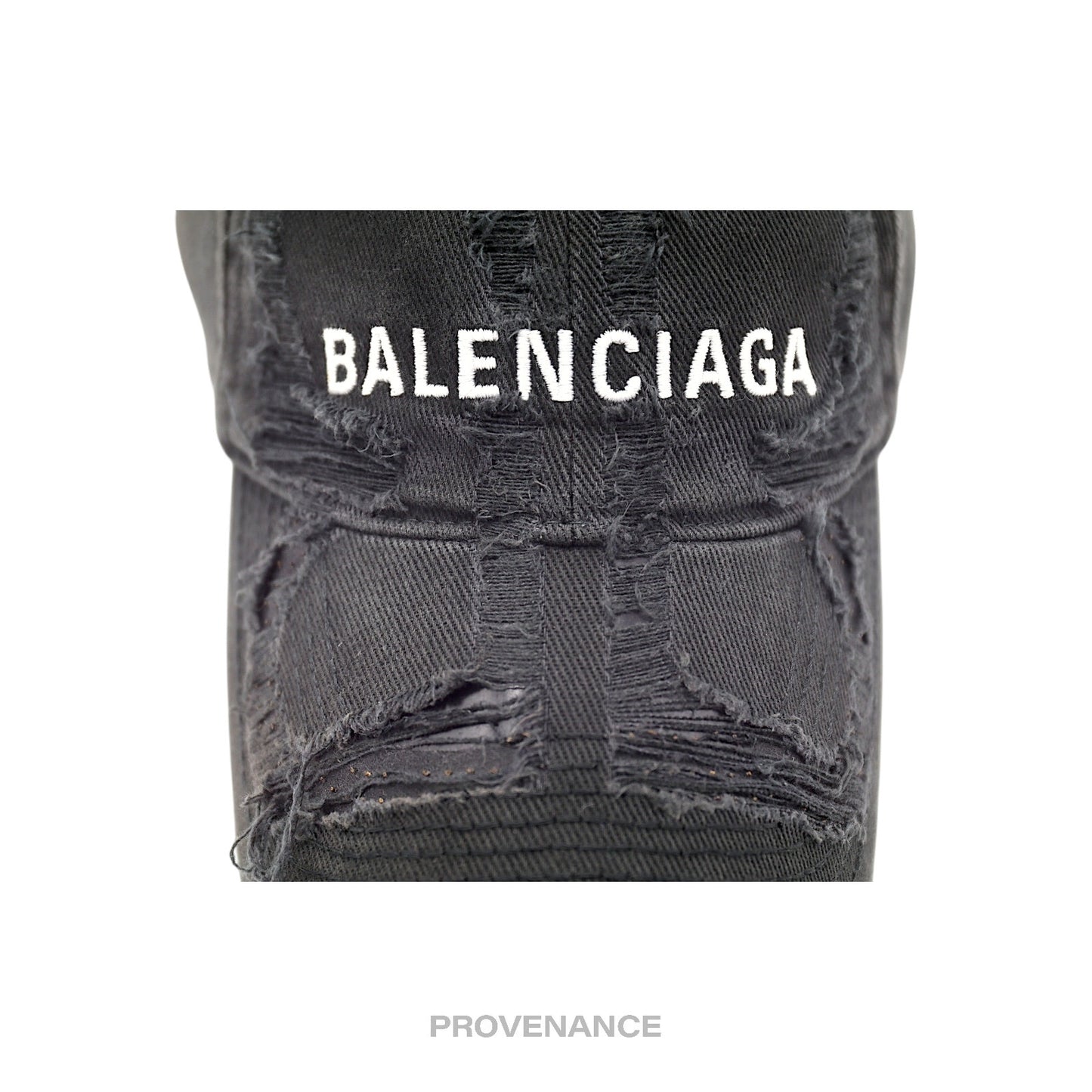 🔴 Balenciaga Embroidered Logo BB Lazer Destroyed Cap Black