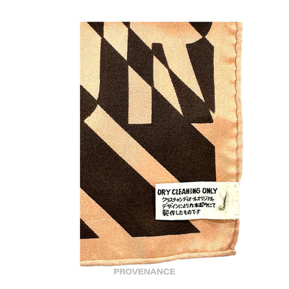 🔴 Christian Dior Logo Moiré Scarf 50 - Black/Blush Striped