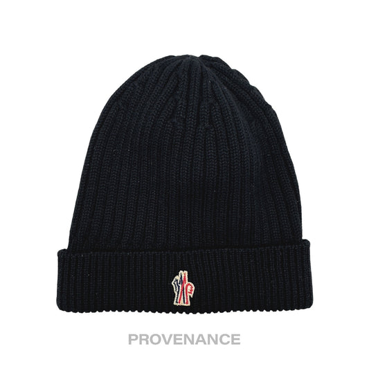 🔴 Moncler Grenoble Logo Knit Beanie Cap - Black