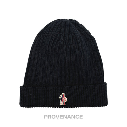 🔴 Moncler Grenoble Logo Knit Beanie Cap - Black