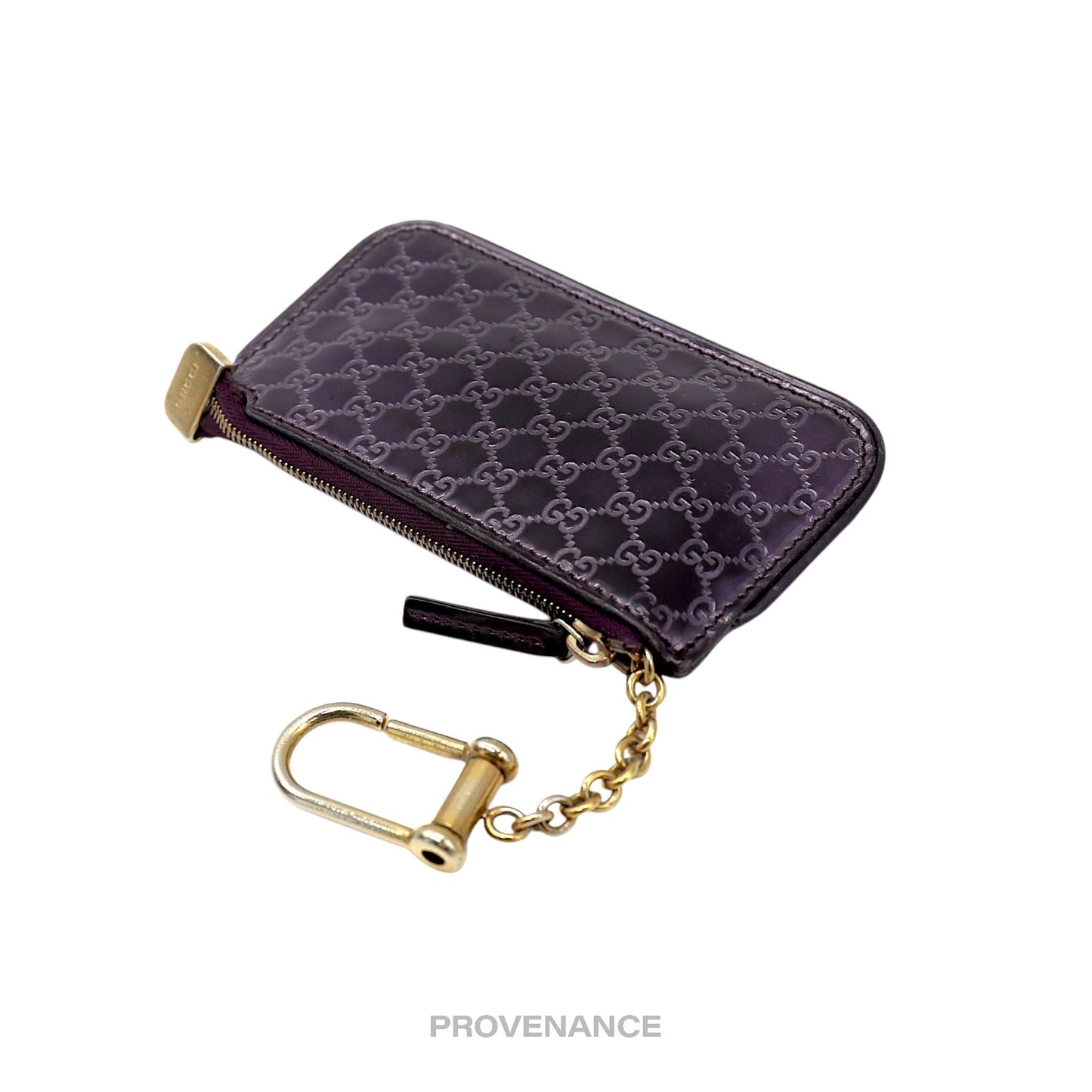 🔴 Gucci Key Pouch Cles - GG MicroGuccissima Patent Purple