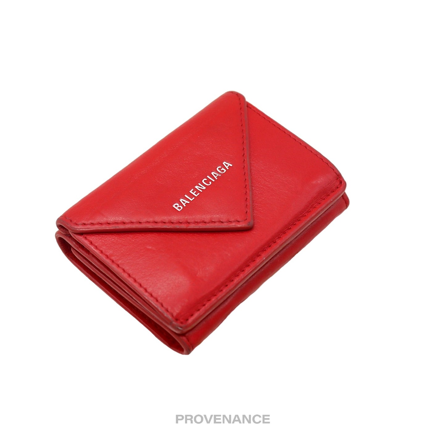 🔴 Balenciaga Papier Mini Wallet - Red Leather