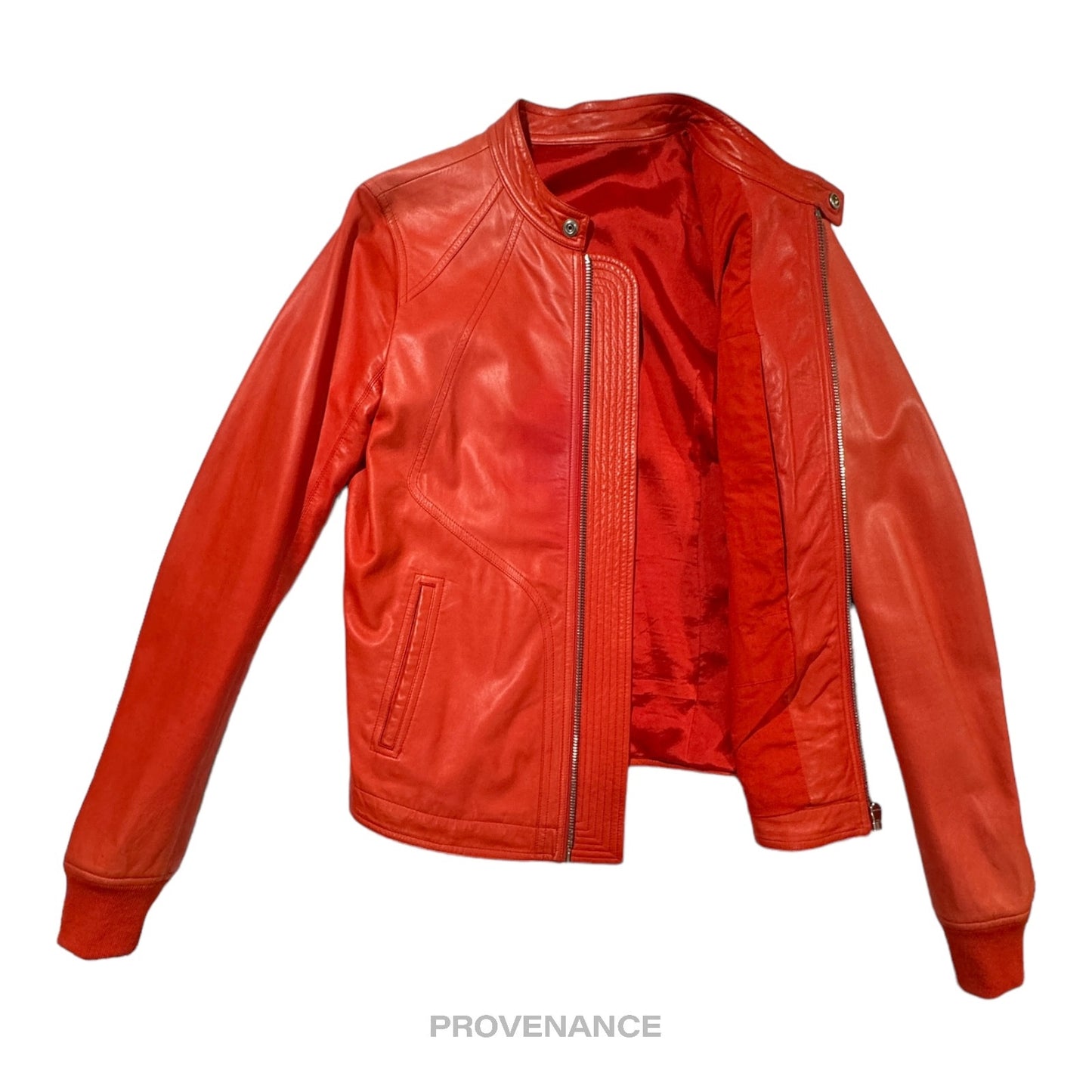 🔴 Rick Owens Walrus Intarsia Leather Jacket - 50 Red