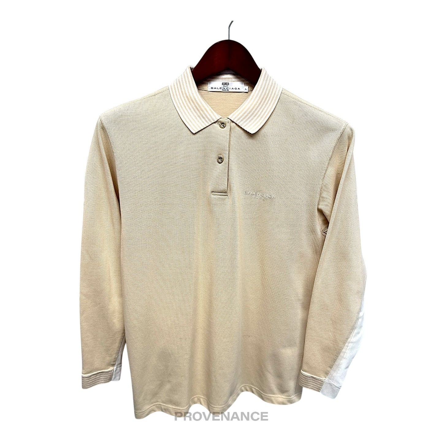 🔴 Balenciaga Golf Long Sleeve Polo Shirt - Sand L