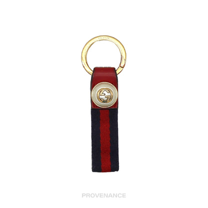 🔴 Gucci Logo GG Keychain -  Signature Web Red/Navy