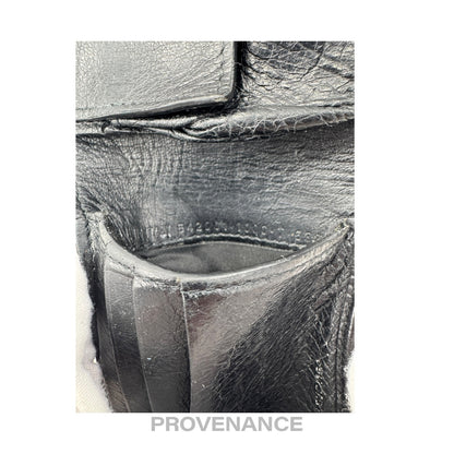 🔴 Balenciaga Screw Stud Bifold Wallet - Black Lambskin