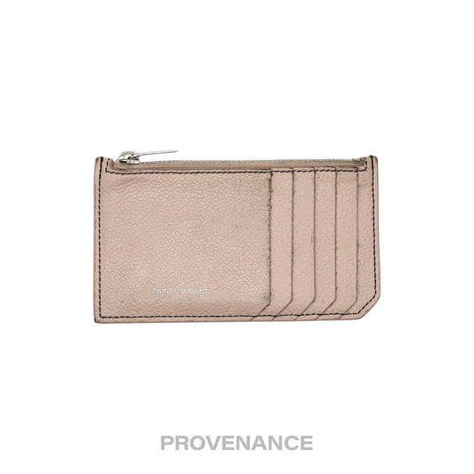 🔴 Saint Laurent Paris SLP Fragment Zip Card Wallet - Powder Pink