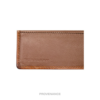 🔴 Burberry Nova Check Canvas Bifold Wallet - Brown Leather