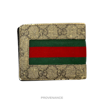 🔴 Gucci GG Supreme 8CC Bifold Wallet - Signature Web Bee