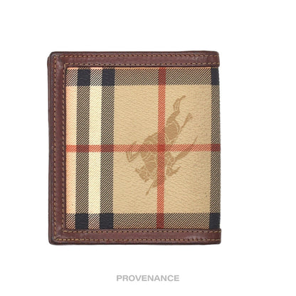 🔴 Burberry ID Bifold Wallet - Nova Haymarket Check Brown