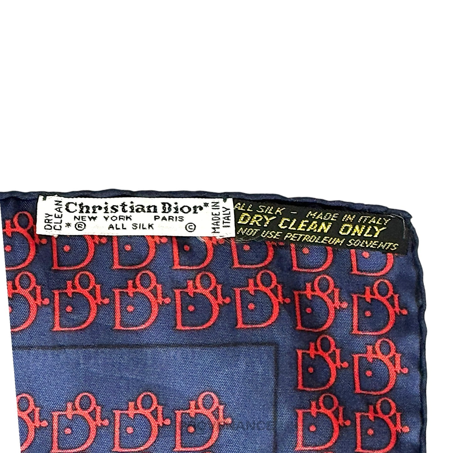 🔴 Christian Dior Trotter Monogram Silk Scarf - Navy Red