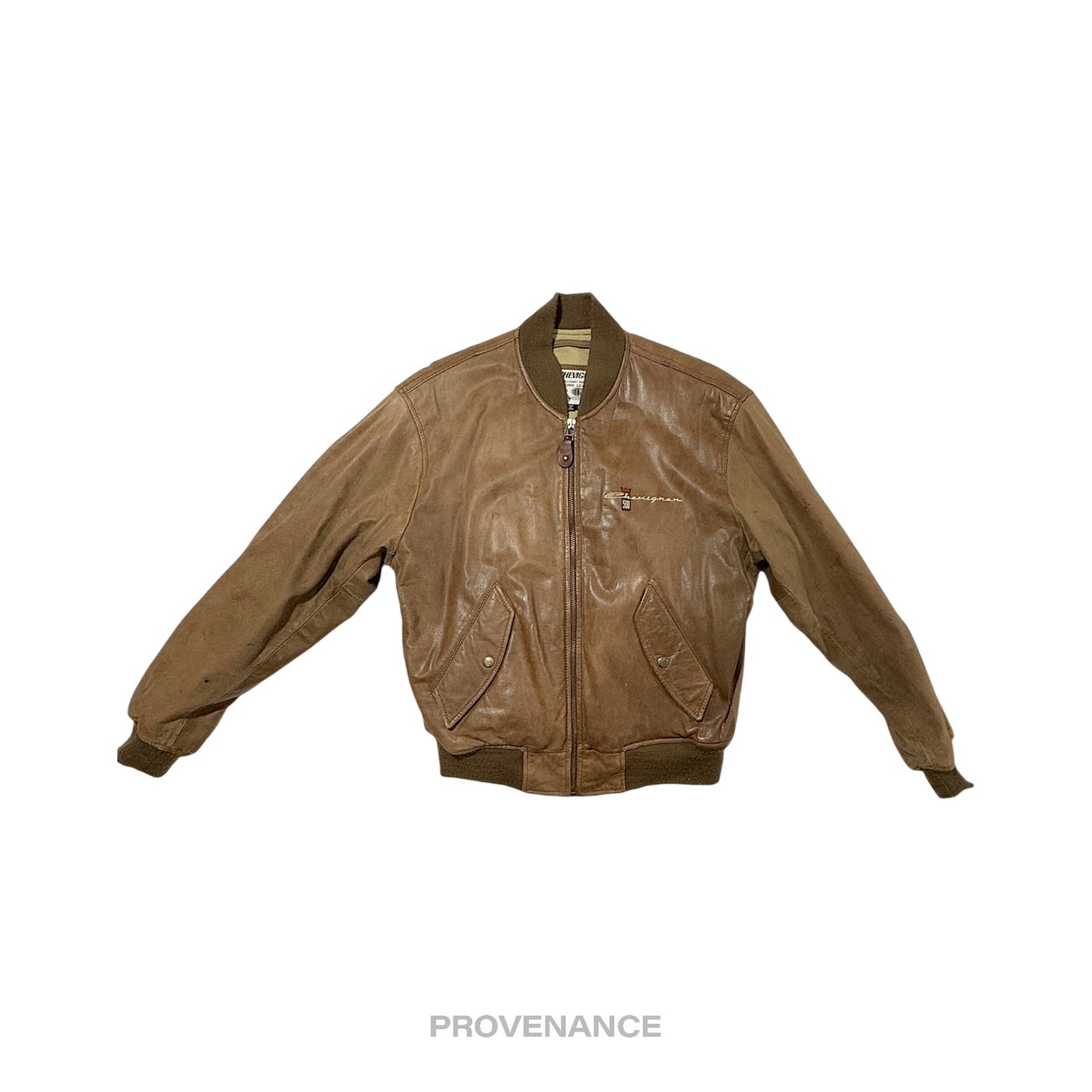 🔴 Chevignon Vintage Bomber Jacket - Hudson Leather Brown M