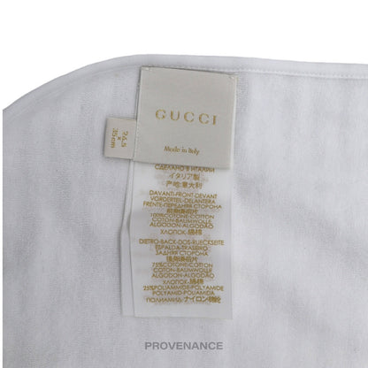 🔴 Gucci Logo Baby Infant Bib - White Grey Striped Cotton