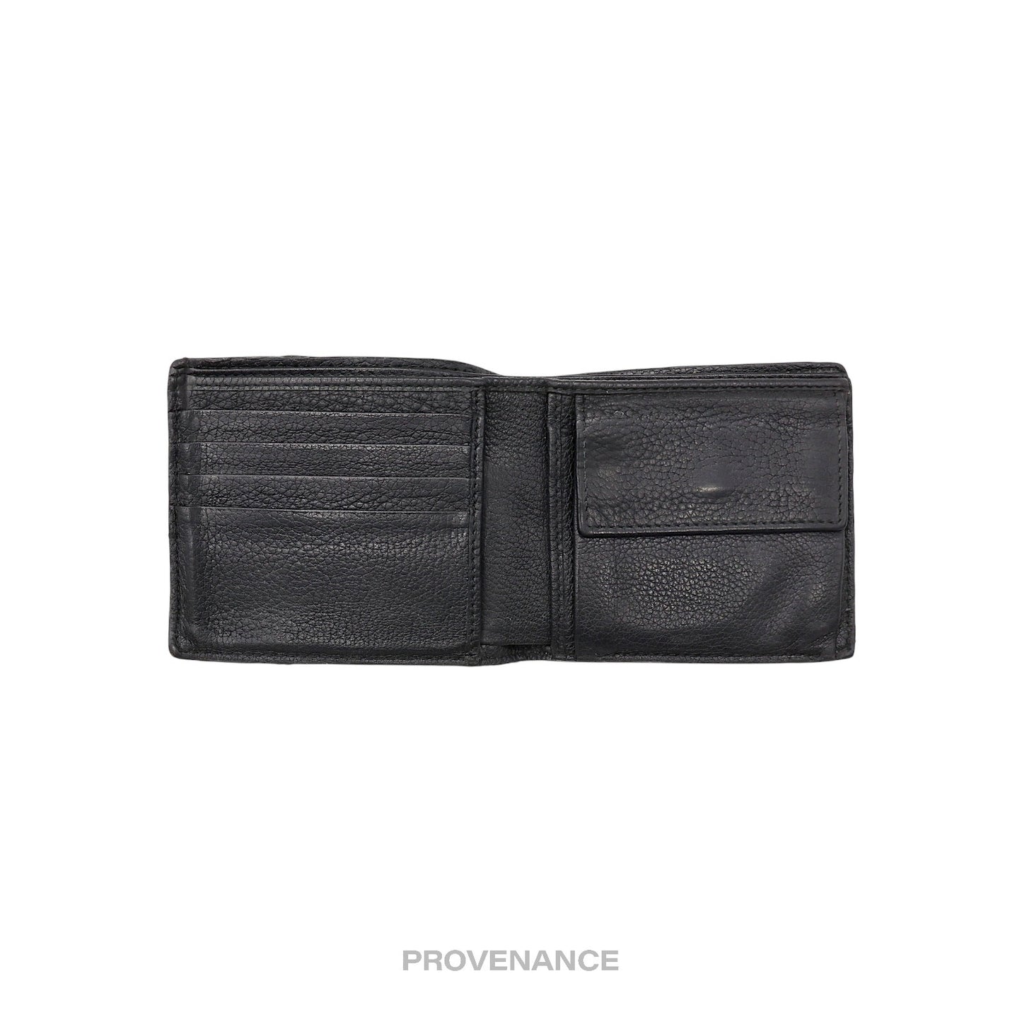 🔴 Gucci Vintage Logo Bifold Wallet - Black Leather