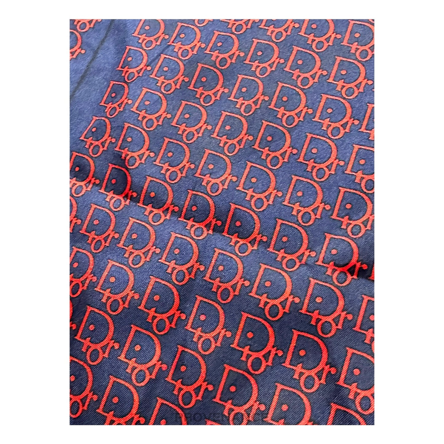 🔴 Christian Dior Trotter Monogram Silk Scarf - Navy Red