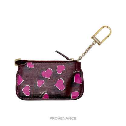 🔴 Gucci GG Heart Logo Key Pouch Cles - Red/Pink