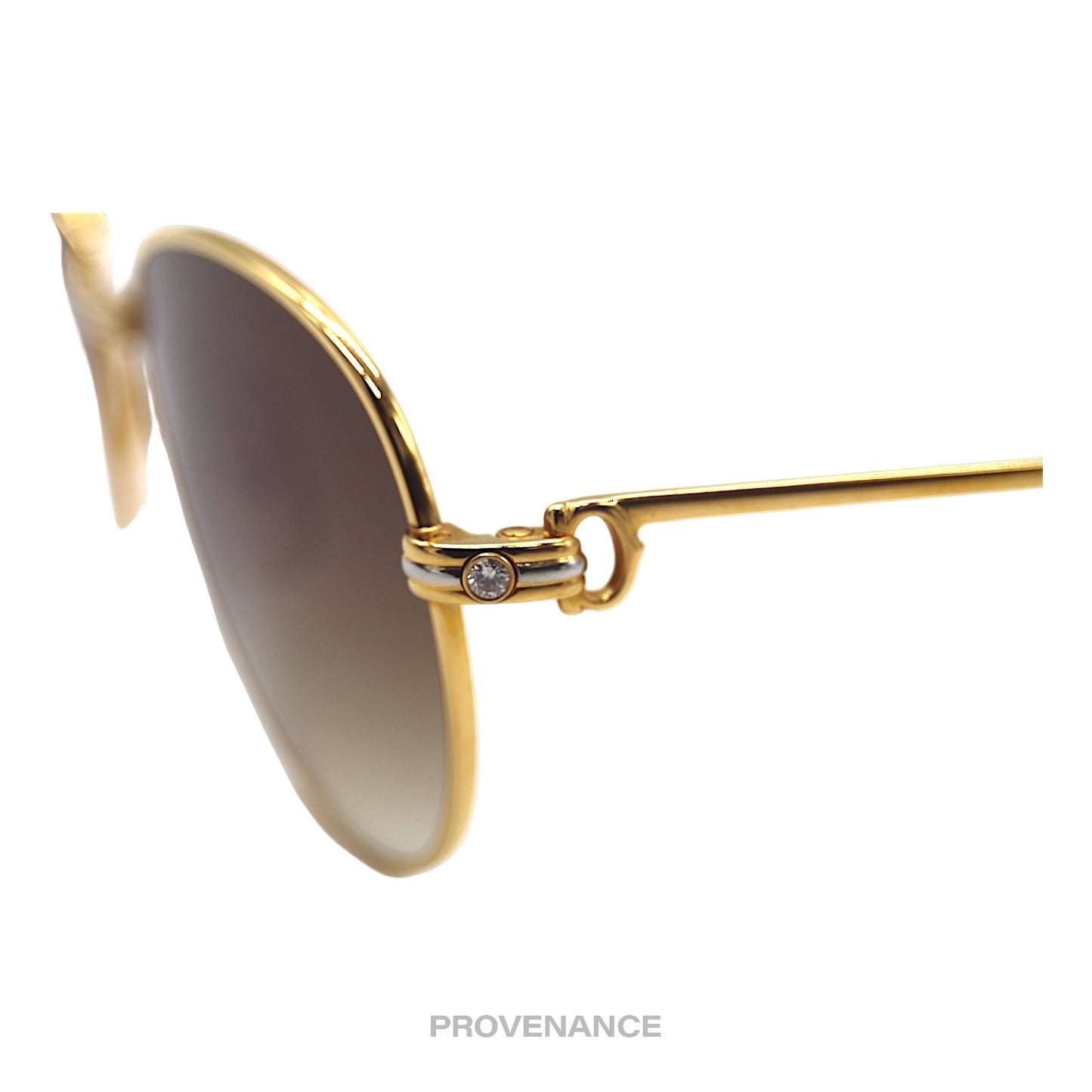 🔴 Cartier Brillant Diamond Vintage Sunglasses - Gold Brown