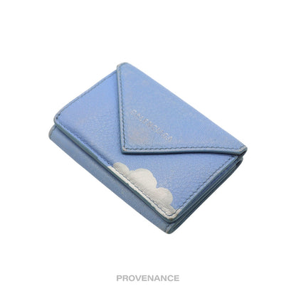 🔴 Balenciaga Papier Mini Card Wallet - Clouds Blue Leather