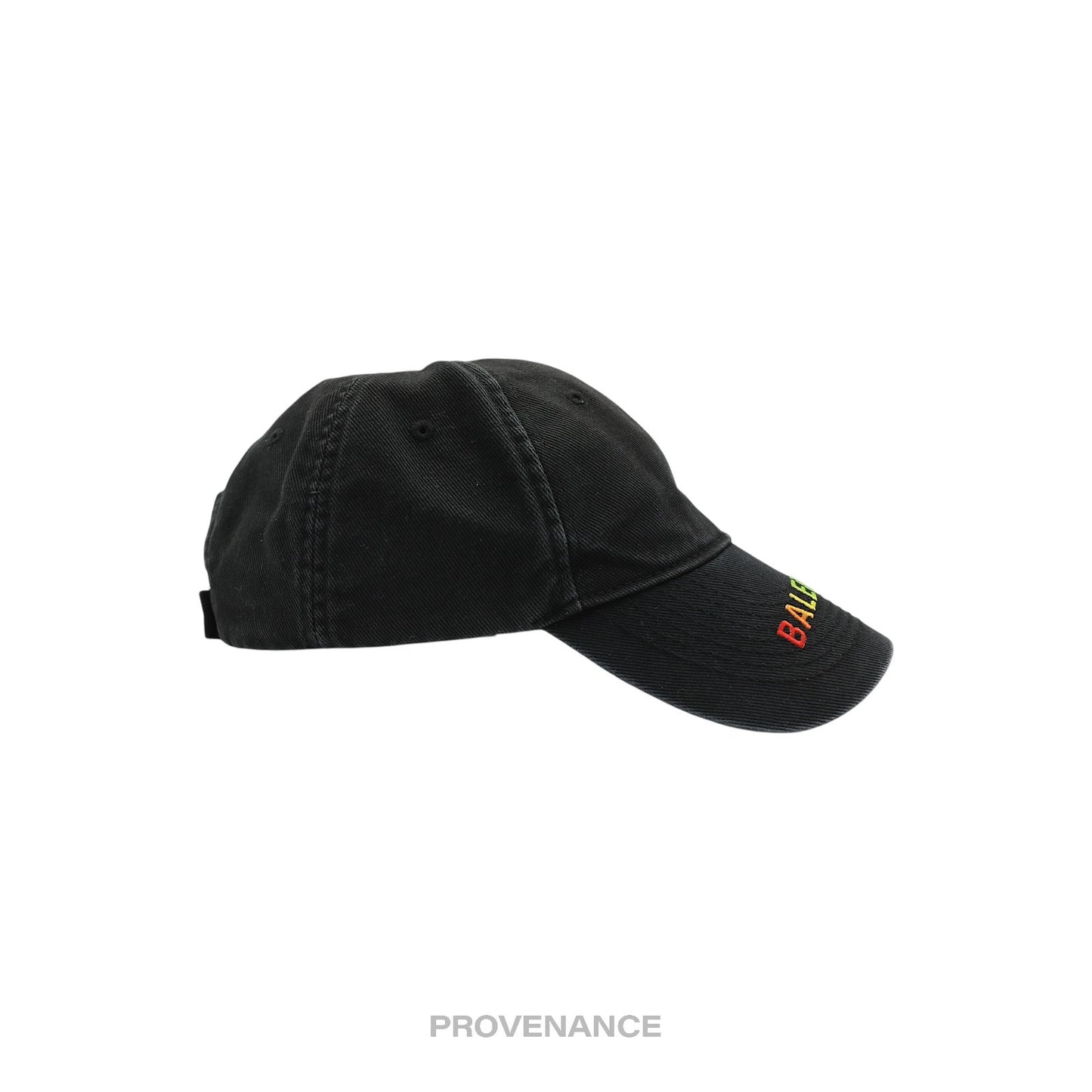 🔴 Balenciaga Embroidered Rainbow Logo Cap - Washed Black