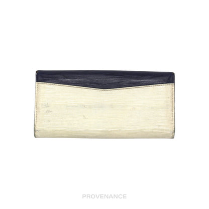 🔴 Louis Vuitton Long Wallet - White Blue Epi Patchwork