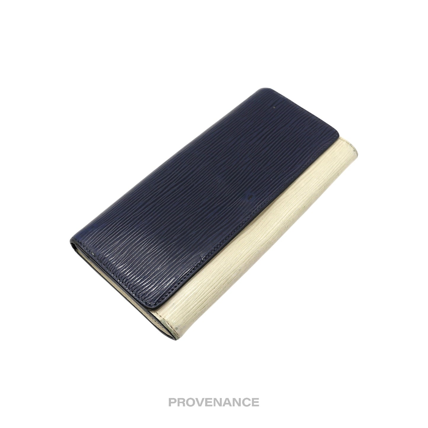 🔴 Louis Vuitton Long Wallet - White Blue Epi Patchwork