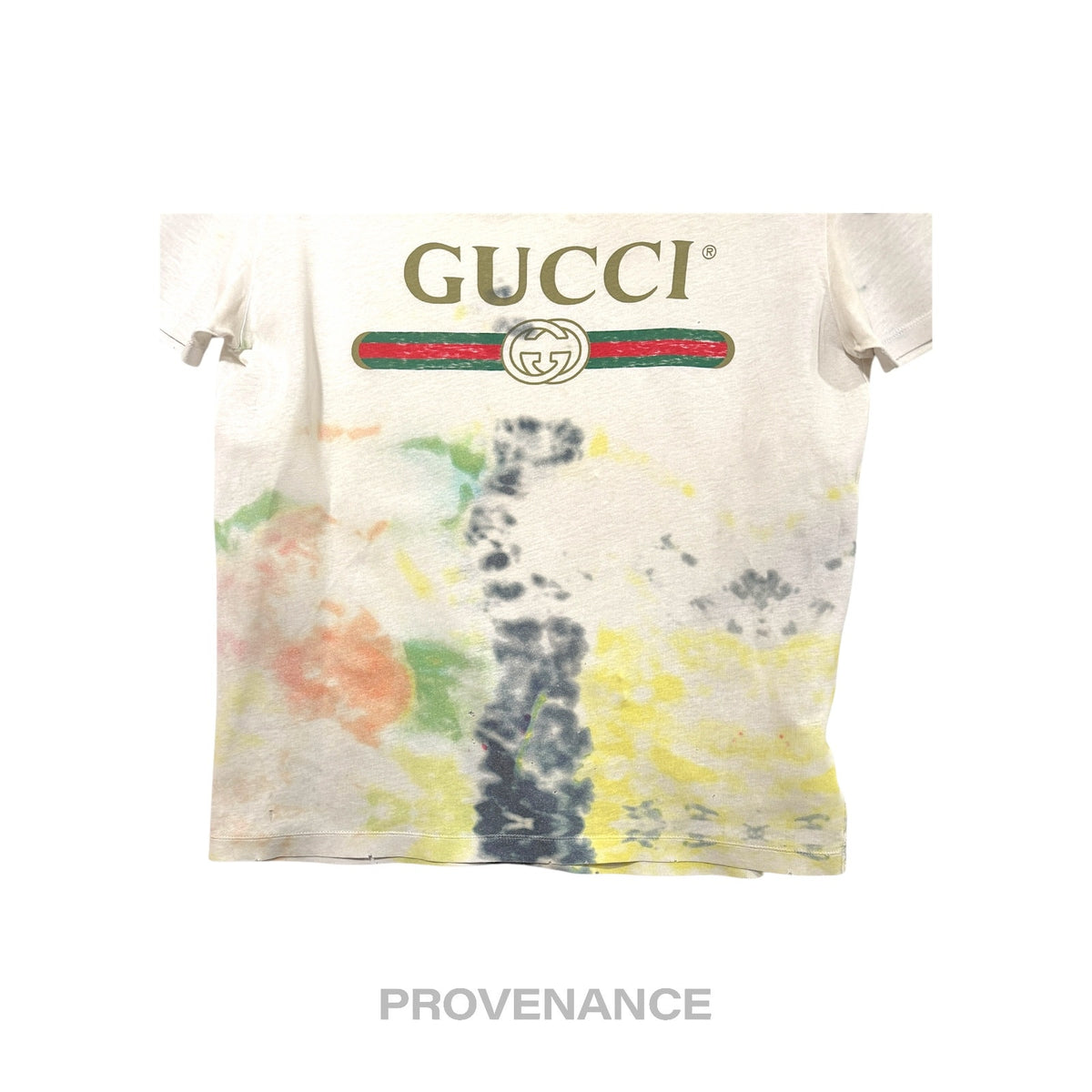 🔴 Gucci GG  Vintage Logo T-Shirt - Tie Dye White  S