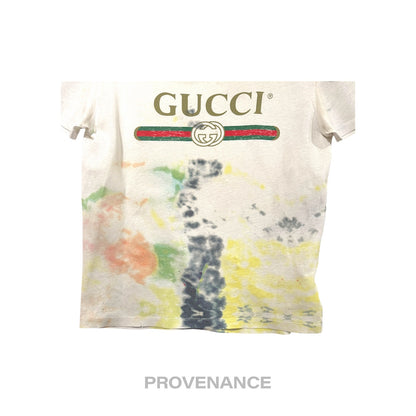 🔴 Gucci GG  Vintage Logo T-Shirt - Tie Dye White  S