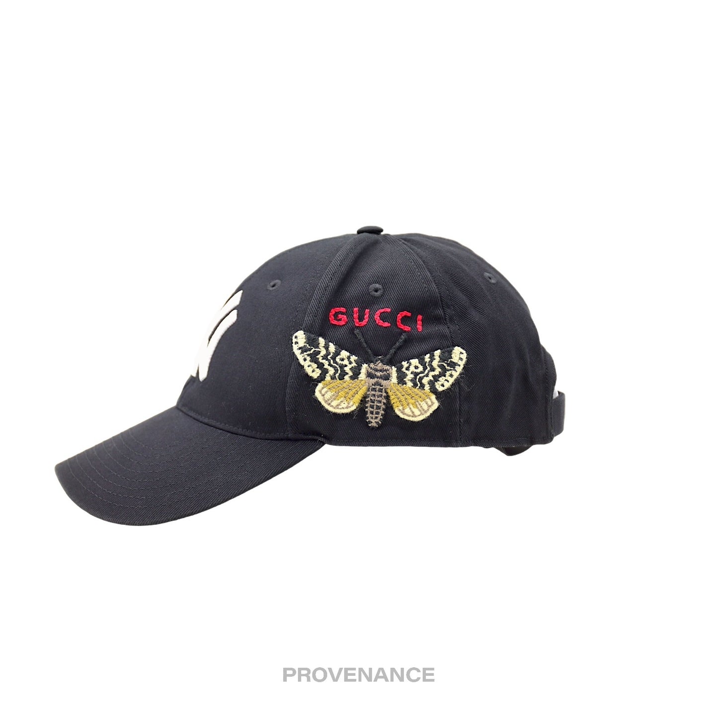 🔴 Gucci x NY Yankees Embroidered Hat Cap - Black with Moth