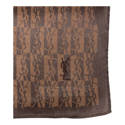 🔴 Yves Saint Laurent YSL Motif Scarf 47 - Monogram Brown