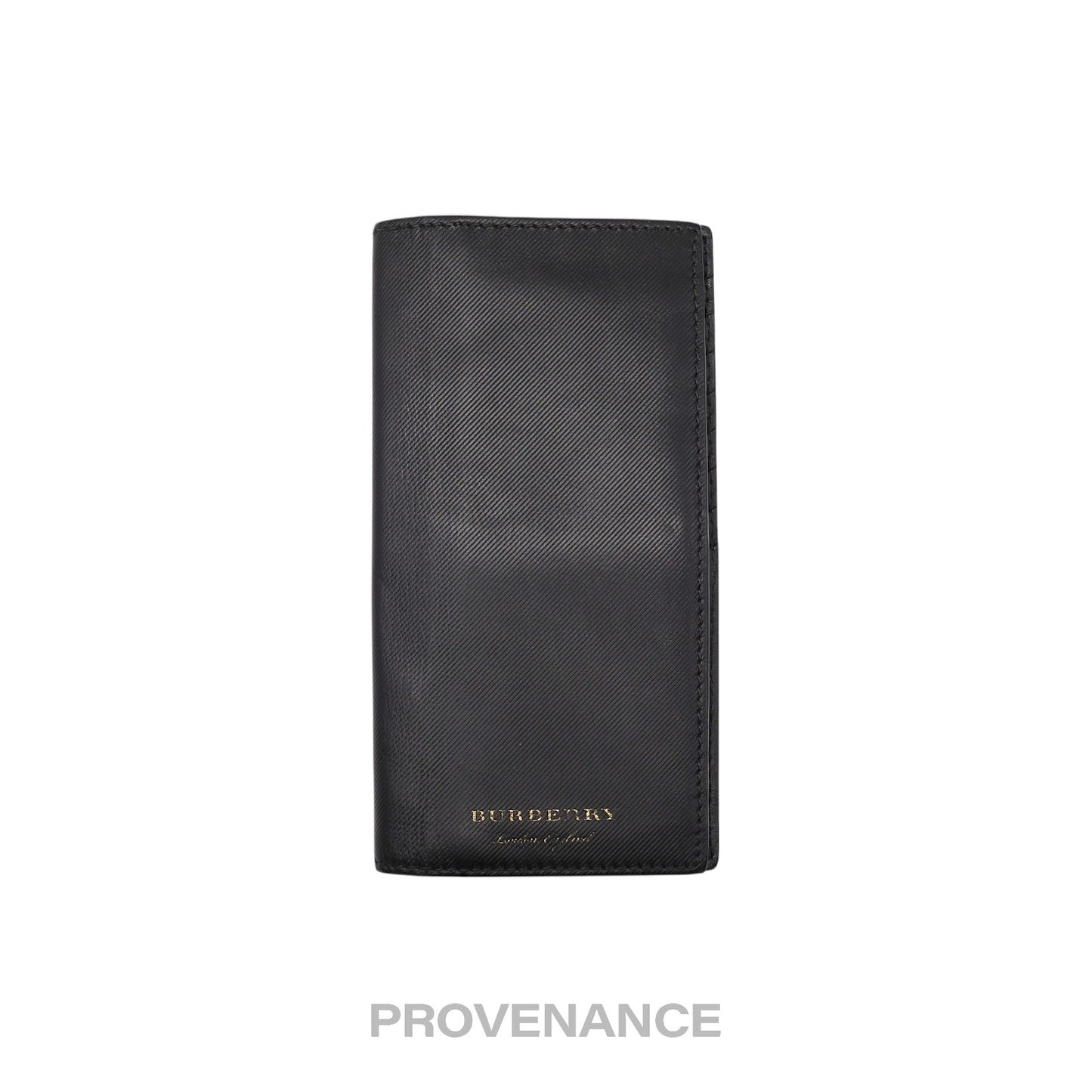 🔴 Burberry Logo Long Wallet - Black Leather