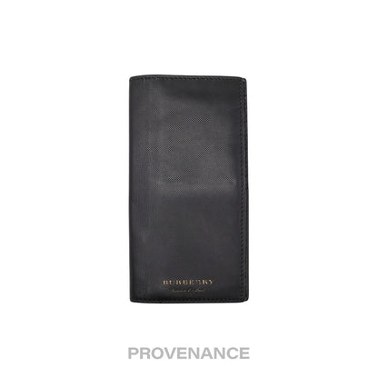 🔴 Burberry Logo Long Wallet - Black Leather