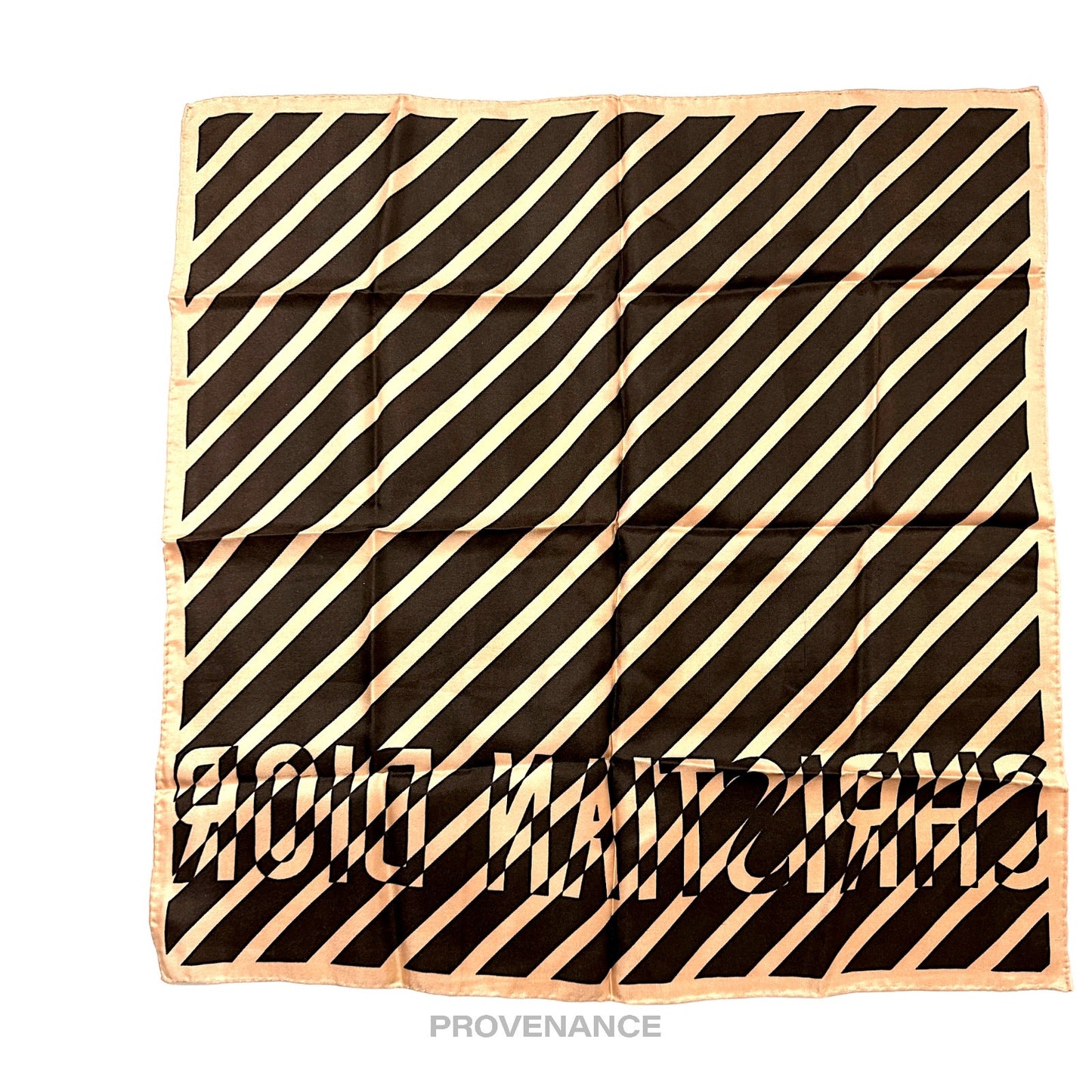 🔴 Christian Dior Logo Moiré Scarf 50 - Black/Blush Striped