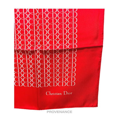 🔴 Christian Dior CD Monogram Silk Scarf 75 - Red White