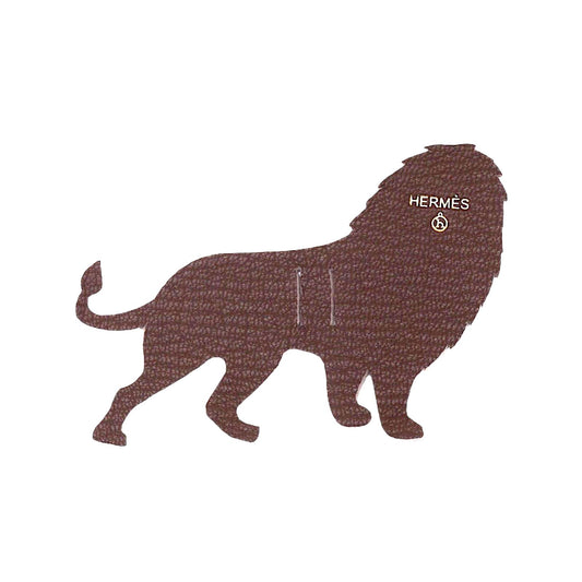 🔴 Hermes Petit h Lion Ribbon Charm - Brown Leather